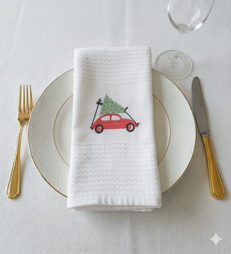 Christmas Tea Towel VW Beetle