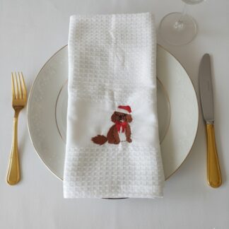 Christmas Tea Towel Brown Dog