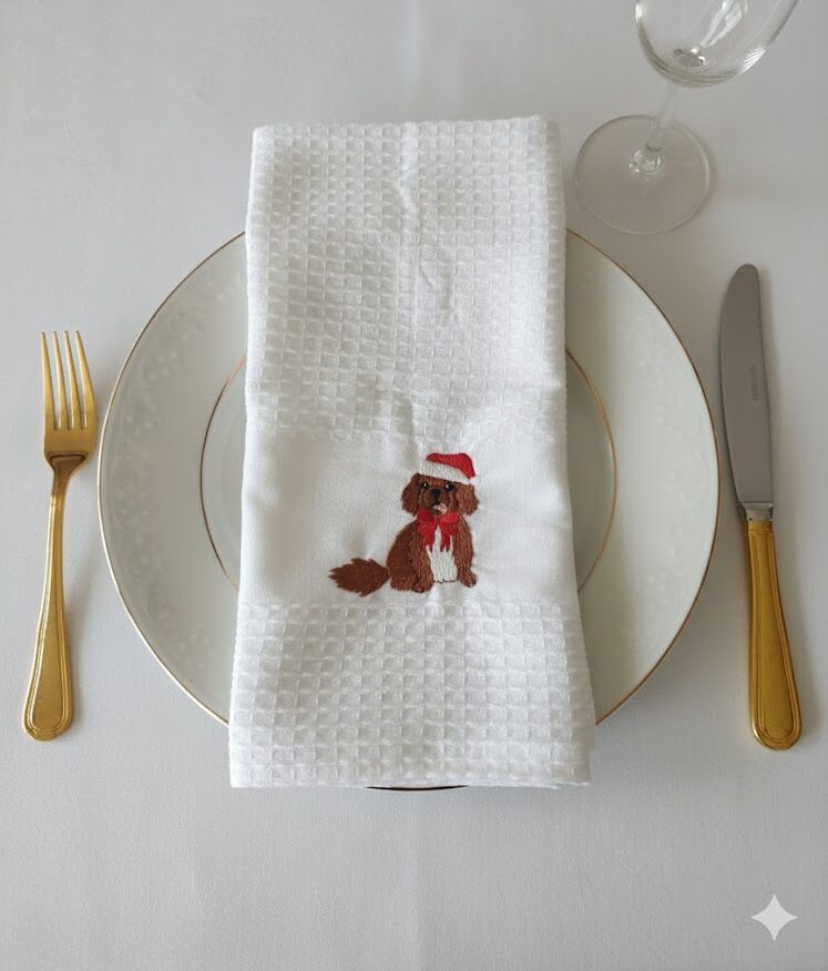 Christmas Tea Towel Brown Dog