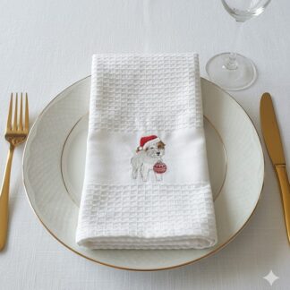 Christmas Tea Towel White Dog