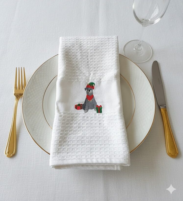 Christmas Tea Towel Terrier