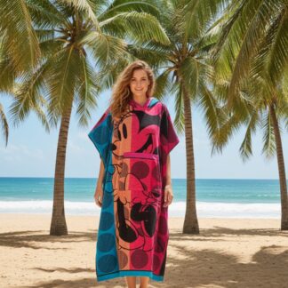 Hooded Multi-Colour Cotton Poncho Mickey